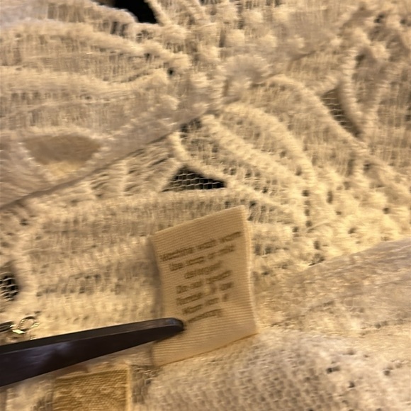 Japna Cotton Blend Heavy White Lace High Neck Short Sleeve Top Size Size Med - Picture 9 of 10